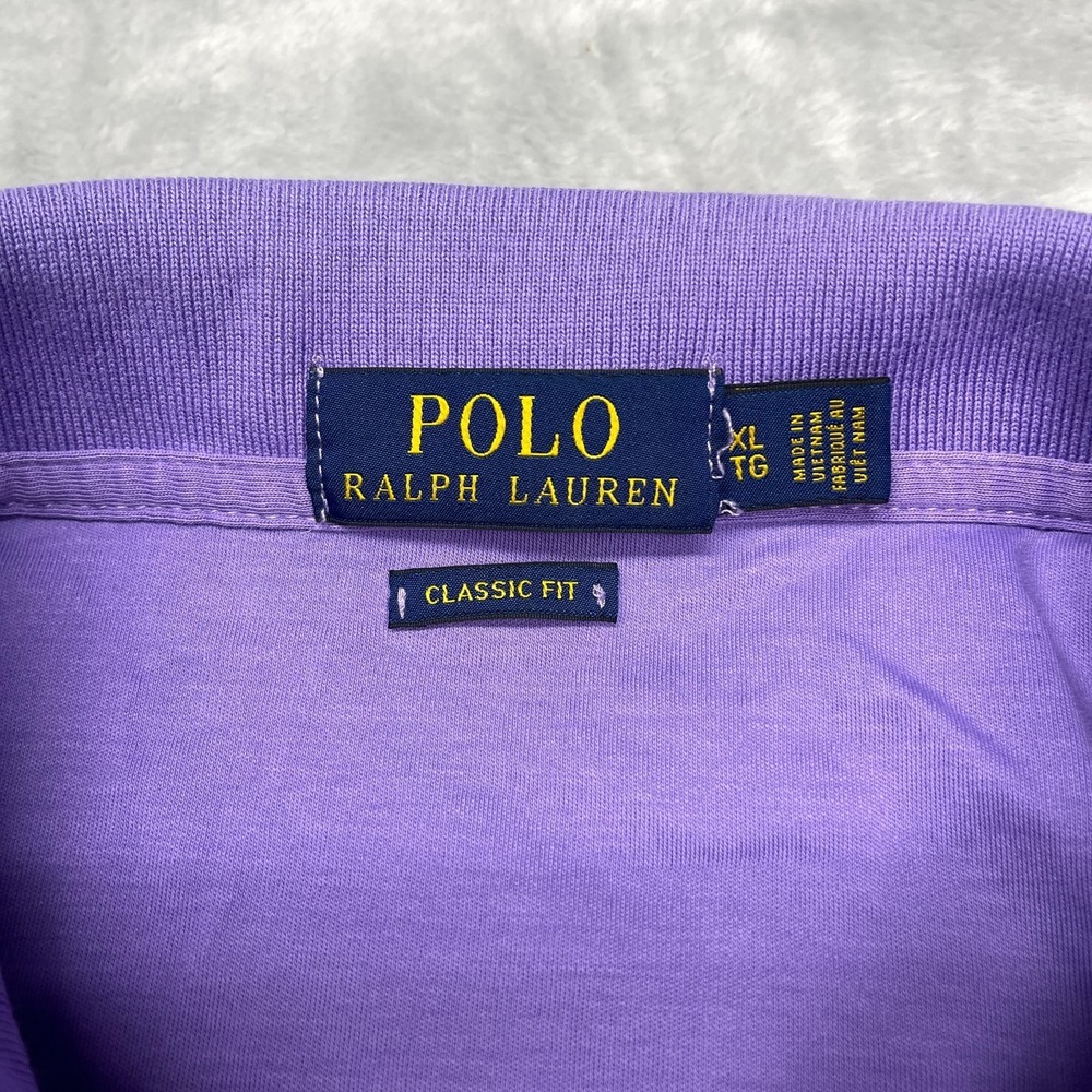 Polo Ralph‎ Lauren Polo Shirt Mens XL Purple Classic Fit Flesh Pony Logo Popover - Picture 5 of 6